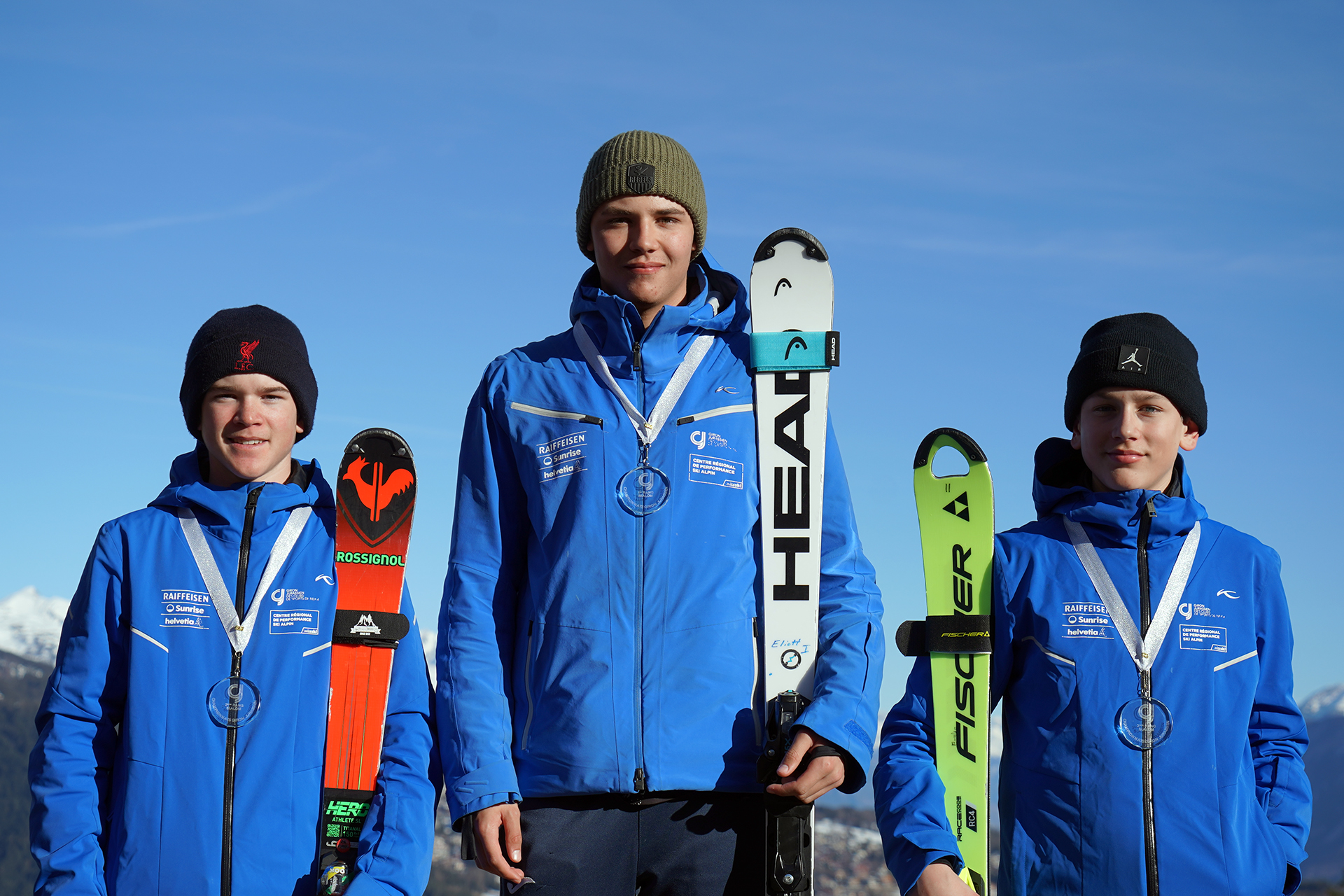 Top 3 U16 garçons Championnats jurassiens 2024 slalom © Matthias Vauthier