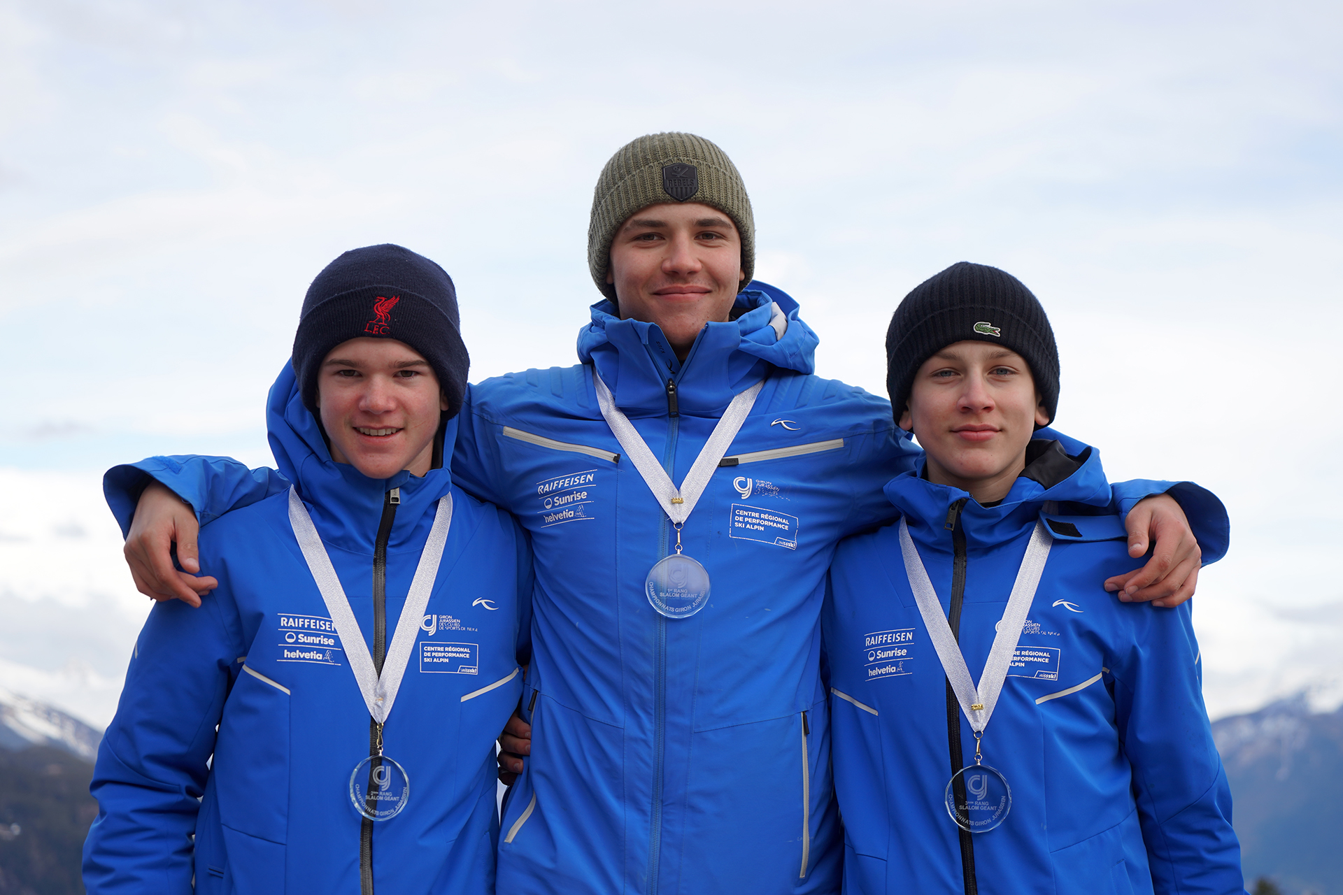 Top 3 U16 garçons Championnats jurassiens de géant 2024 © Matthias Vauthier