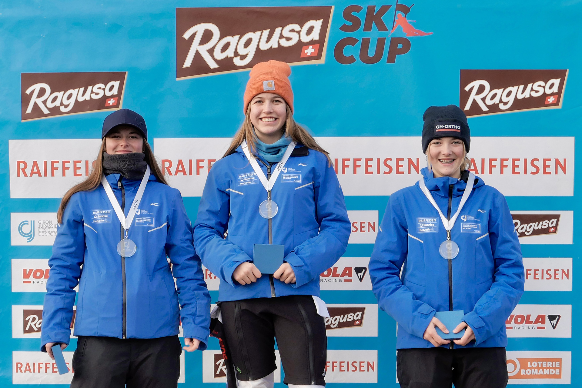 Top 3 filles Championnats jurassiens de géant © Oscar Muniz